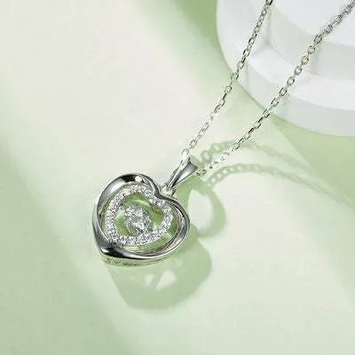 Moissanite 925 Sterling Silver Heart Necklace Moissanite - Tophatter Daily Deals